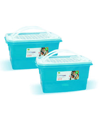 Clear Lock Storage Box Pack of 2 Medium - (7Ltr) Transparent