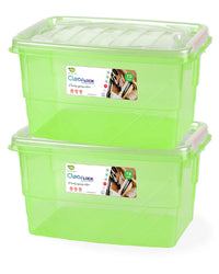 Clear Lock Storage Box Pack of 2 Medium - (7Ltr) Transparent