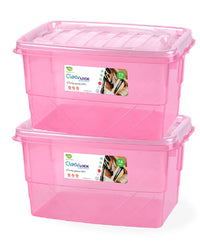 Clear Lock Storage Box Pack of 2 Medium - (7Ltr) Transparent