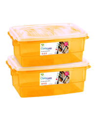 Clear Lock Storage Box Pack of 2 Small - (5Ltr) Transparent