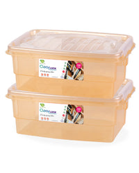 Clear Lock Storage Box Pack of 2 Small - (5Ltr) Transparent