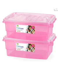 Clear Lock Storage Box Pack of 2 Small - (5Ltr) Transparent