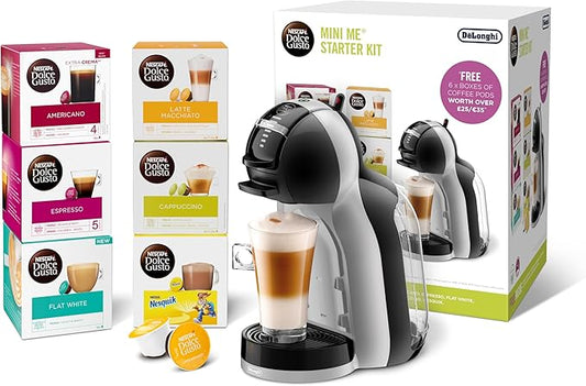 De'Longhi - Nescafe - Dolce Gusto - Mini Me Coffee Capsule Machine by DeLonghi - Grey & Piano Black - EDG155.BG