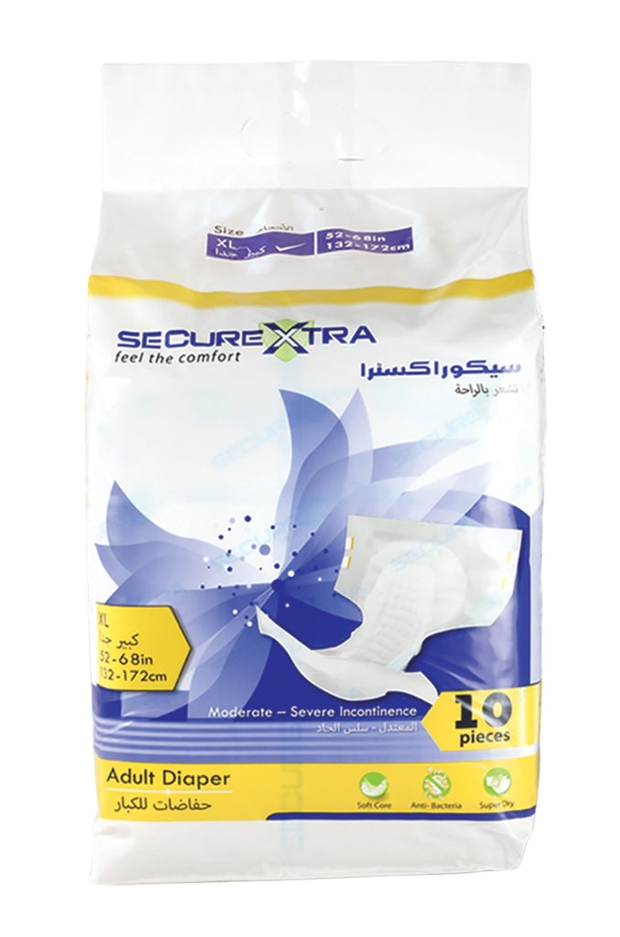 SECUREXTRA - Adult Diaper - XL-132 - 172 cm-10 pcs
