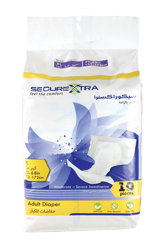 SECUREXTRA - Adult Diaper - XL-132 - 172 cm-10 pcs