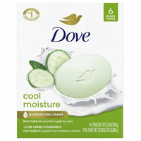 Dove Soap - Cool Moisture Beauty Bar - Cucumber & Green Tea Scent - All Skin - 106g - 6 Pack