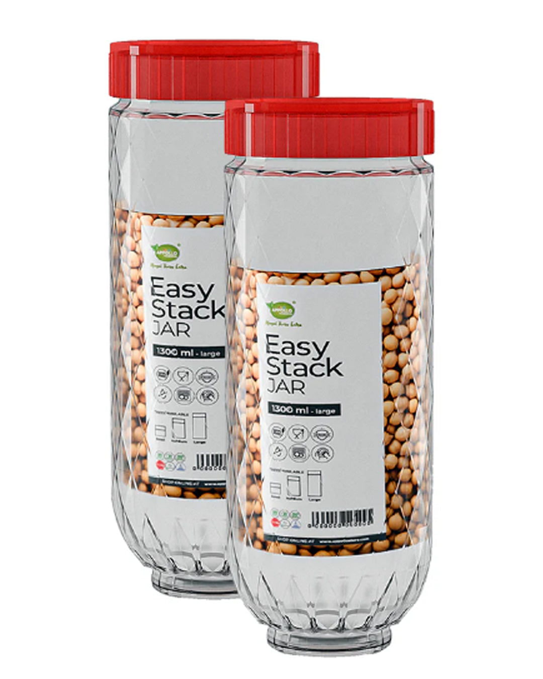 Easy Stack Jar Pack of 2 Large - (1300ml)