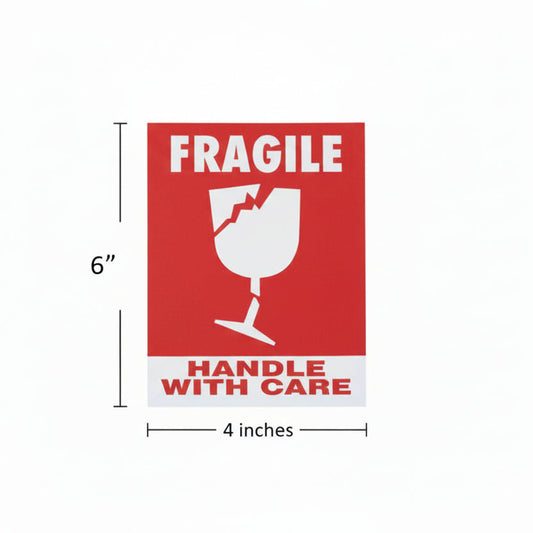 Ecommerce - Fragile Stickers - Handle with Care Stickers - For Fragile Packages - Self Adhesive - Pack of 70 - 6"x4"