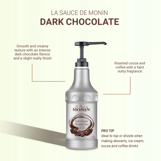 Monin - Dark Chocolate Flavored Sauce - Flavoured Sauce - 1.89L - Le Sauce De Monin