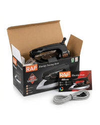 RAF Electric Dry Iron 400W – Energy Saving Clothes Press with Temperature Control, UPS/Inverter/Solar Compatible (Black)
