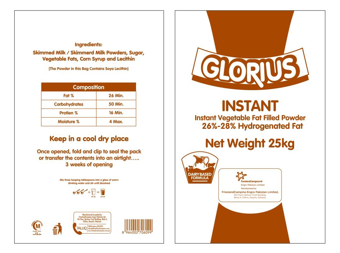 Engro Friesland - Instant Fat Filled Milk Powder - Milk - 16-18% - 25 KG - Skimmed Milk