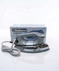 National Heavy Weight Dry Iron 1000W – Heavy Duty Clothes Press Iron with Adjustable Temperature Control & Heat Resistant Cotton Cord – Classic Grey