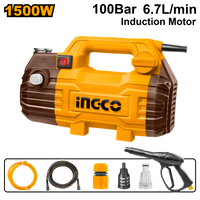 INGCO - 100 Bar (1450 PSI) - 1500 Watt - Induction Motor High Pressure Washer With Accessories (HPWR15028)
