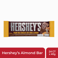 Hershey's - Creamy Milk Chocolate with Whole Almonds - Chocolate Bar - 40g x 24bars - 960g