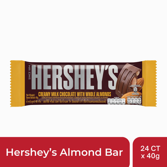 Hershey's - Creamy Milk Chocolate with Whole Almonds - Chocolate Bar - 40g x 24bars - 960g