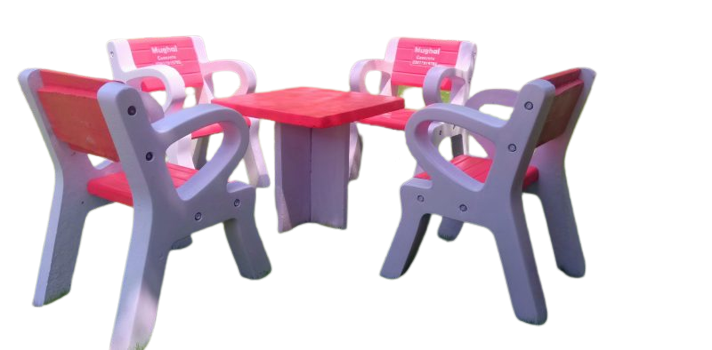 Mughal Concrete - Concrete Garden Chairs & Table Set - 10 Pcs