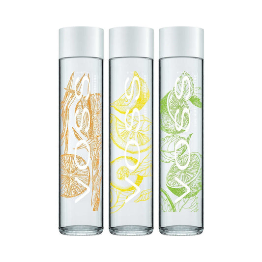 Voss - Artesian - Sparkling Flavored Water - (375 ml) Glass Bottle - 24 Pack (Tangerine Lemongrass, Lemon Cucumber, Lime Mint)