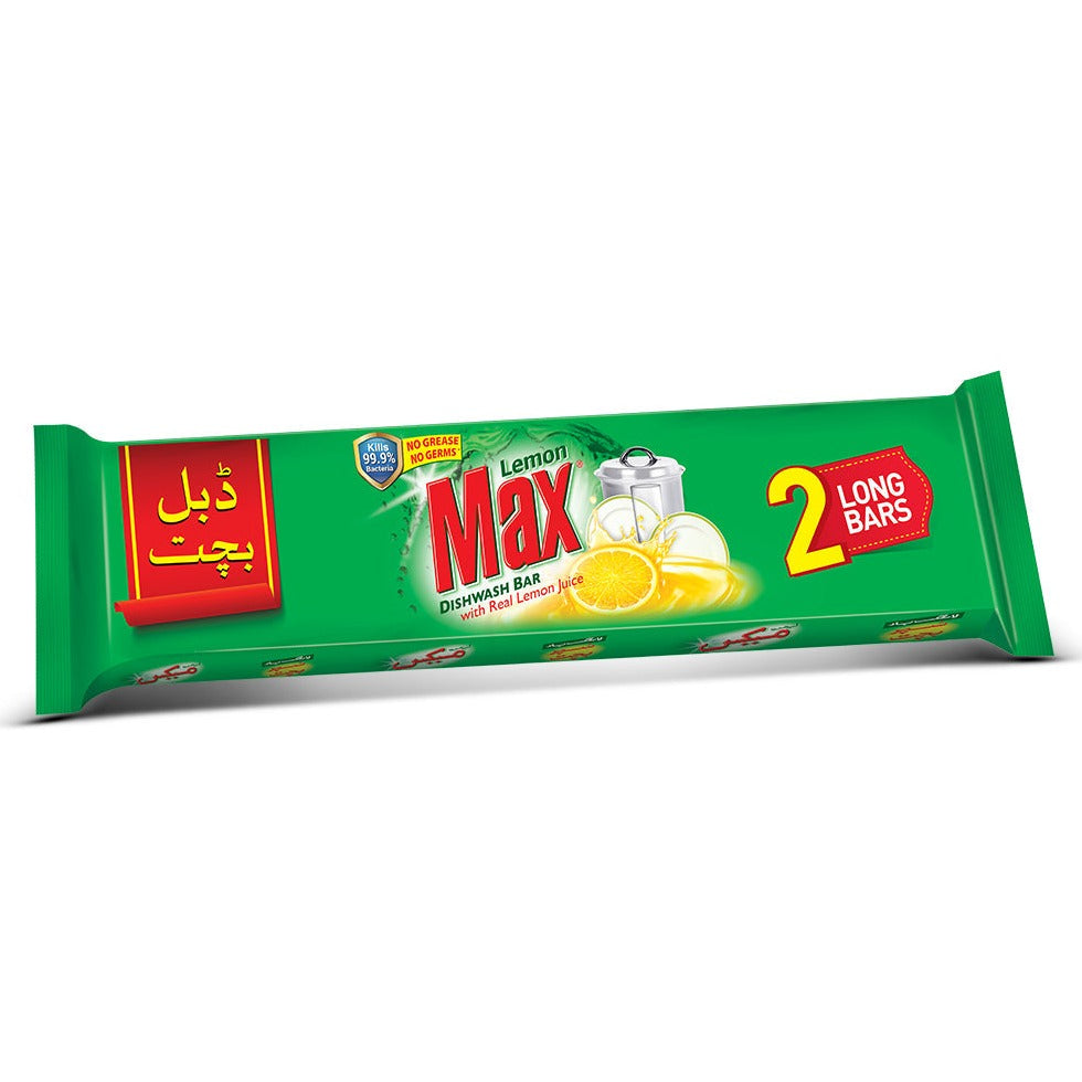 Lemon Max - Long Dish Wash Bar - Twin Pack - 2x265gm - 12 Packs