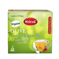 Mabrook - OLIVE LEAF GREEN TEA With SAFFRON ( Family Pack ) - 2gm Tea Bag x 30 Bags per Box / 12 Boxes per Carton