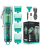 Professional Transparent Hair Clipper & Trimmer with LED Display - Green