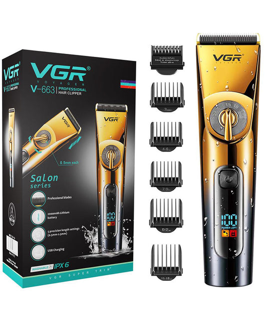 Professional Hair Clipper & Trimmer, IPX6 Washable - Gold/Black