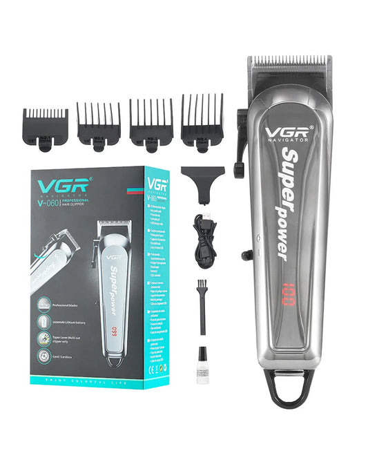 Professional Hair Clipper & Trimmer with 2000mAh Battery - Silver