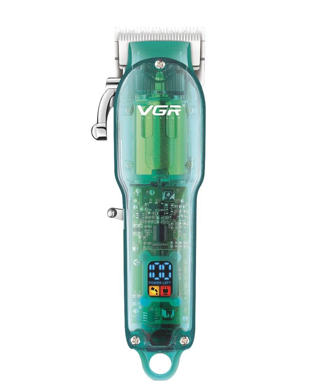 Professional Transparent Hair Clipper & Trimmer with LED Display - Green