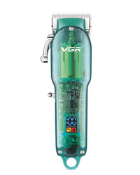 Professional Transparent Hair Clipper & Trimmer with LED Display - Green