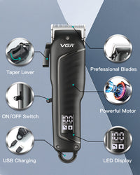 Professional Hair Clipper & Trimmer with LED Display - Black