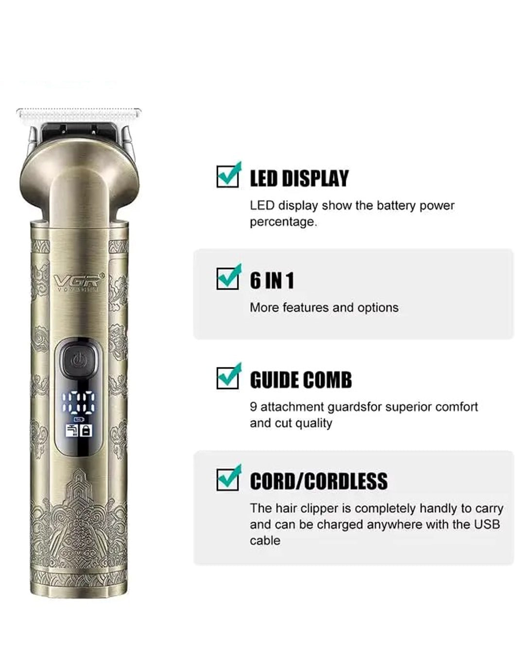 VGR Pro Multi-Functional Grooming Kit