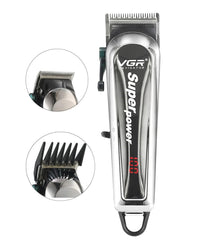 Professional Hair Clipper & Trimmer with 2000mAh Battery - Silver