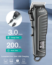 Professional Hair Clipper & Trimmer with LED Display - Black
