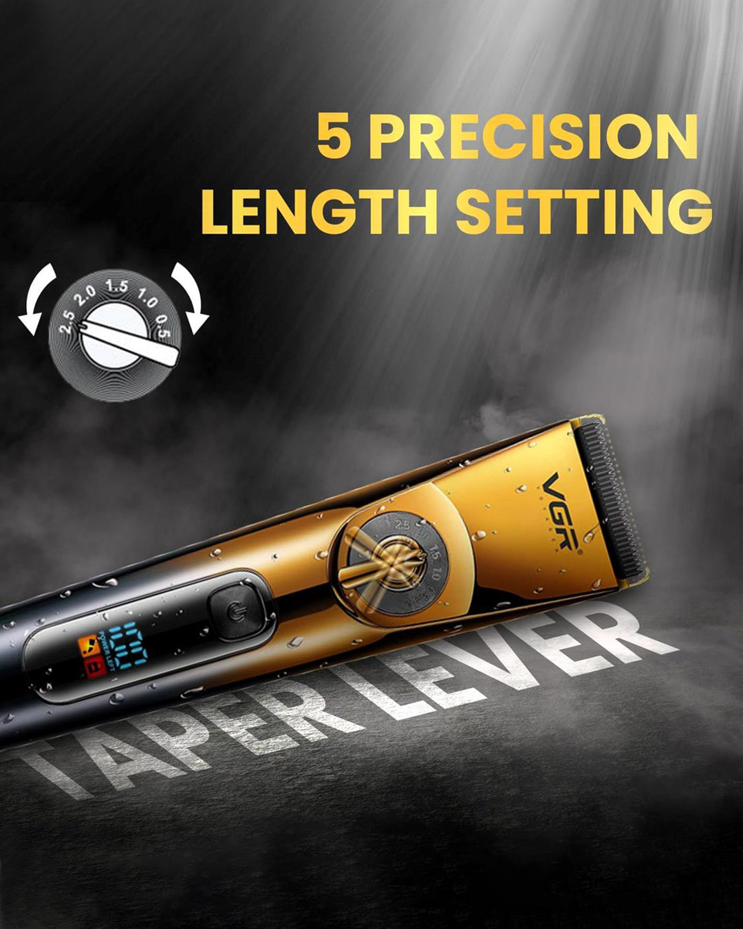 Professional Hair Clipper & Trimmer, IPX6 Washable - Gold/Black