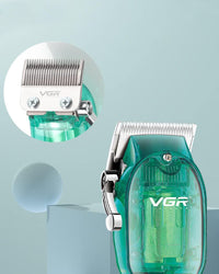 Professional Transparent Hair Clipper & Trimmer with LED Display - Green