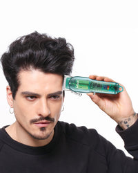 Professional Transparent Hair Clipper & Trimmer with LED Display - Green