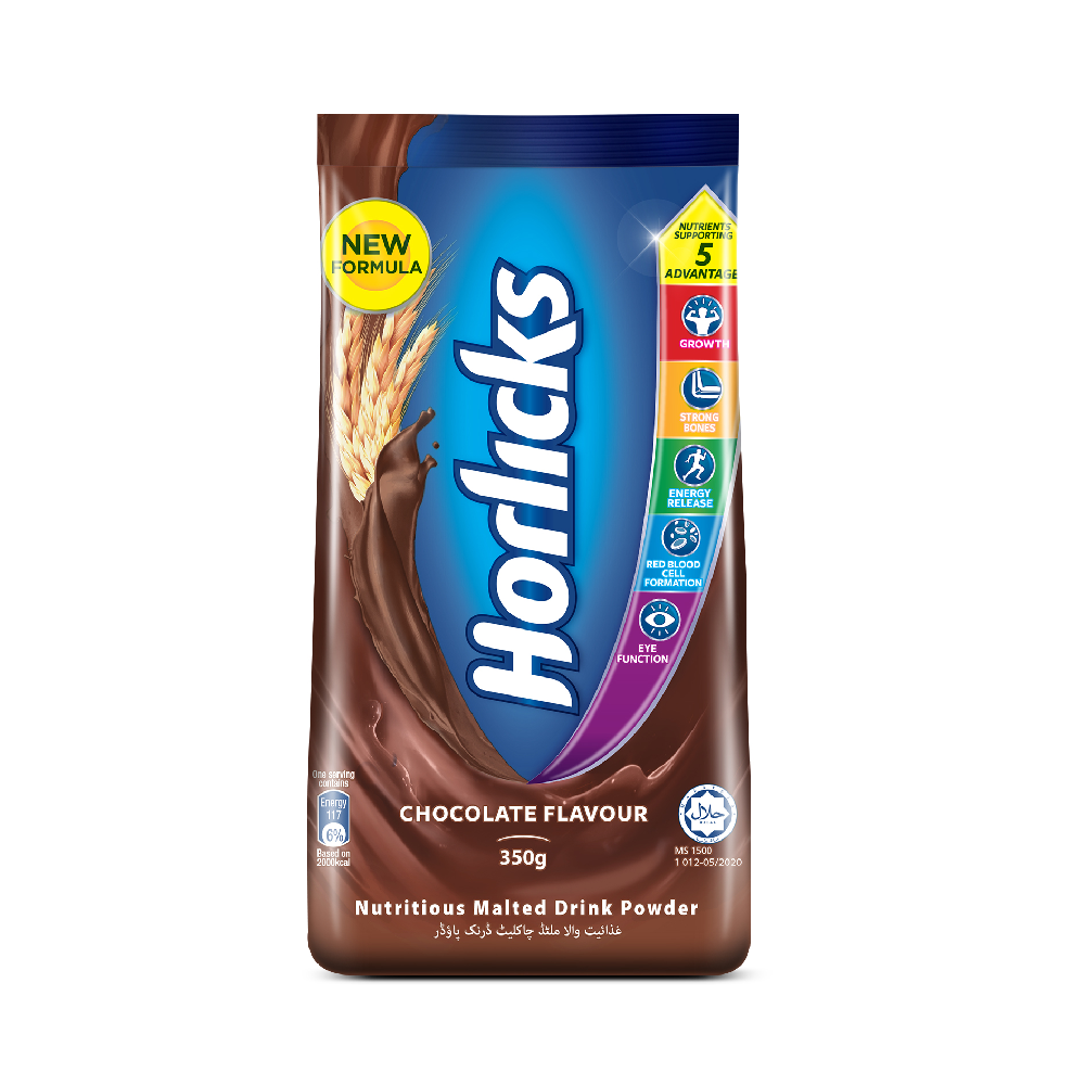 Horlicks - Chocolate - Nutritious Malted Drink Powder - 320 GM Pouch