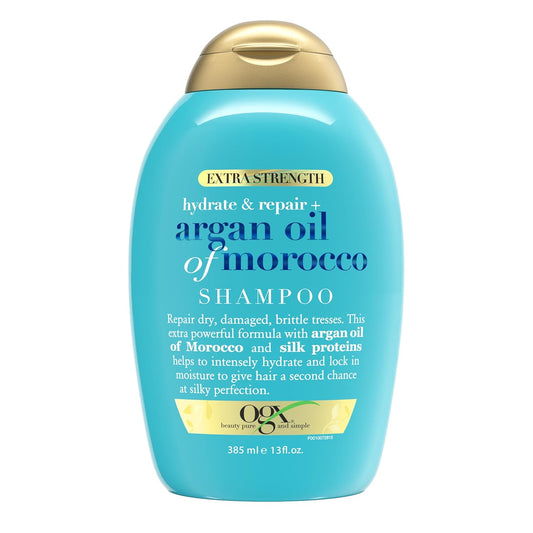 OGX - Shampoo - Hydrate & Repair + Argan Oil of Morocco Extra Strength - 13 Fl Oz (385ml) - For Dry Damaged Hair