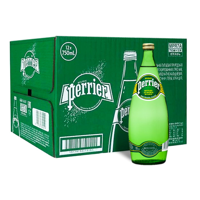 Perrier - Sparkling Natural Mineral Water - 750 ml  X12 Bottles