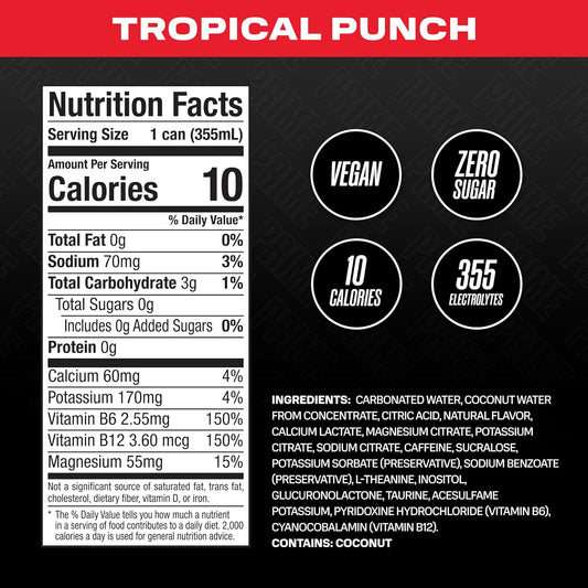 Prime Hydration - Energy Drink - Zero Sugar - Tropical Punch - 330 ML (12 Pack)
