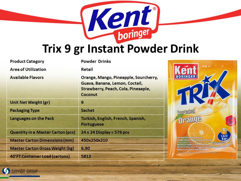 Kent Trix Flavoured Instant Powder Drink - 9 GM Sachets - Makes 1  - Imported - Turkey