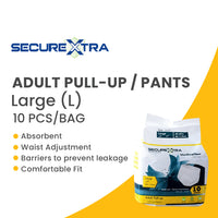 SECUREXTRA - Large - Pull Up Diapers - 89 - 119 cm- 10 pieces