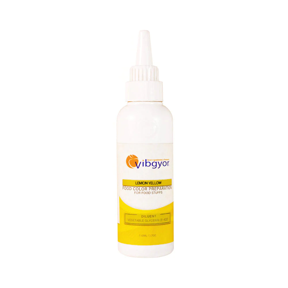 Vibgyor - Lemon Yellow Color - Permitted Food Color - E4222 - 110ML