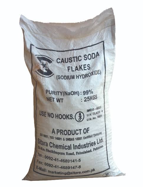 Sitara Chemicals - Caustic Soda Flakes (Sodium Hydroxide) - 25 KG Bag - 99% Purity - Call For Price 021 32424344