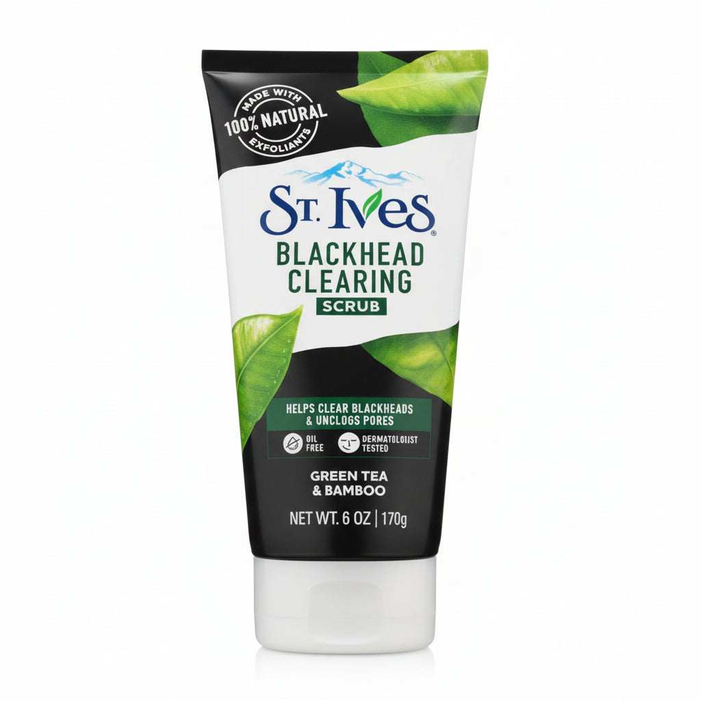 St. Ives - BLACKHEAD CLEAING SCRUB - GREEN TEA & BAMBOO - 170g - USA