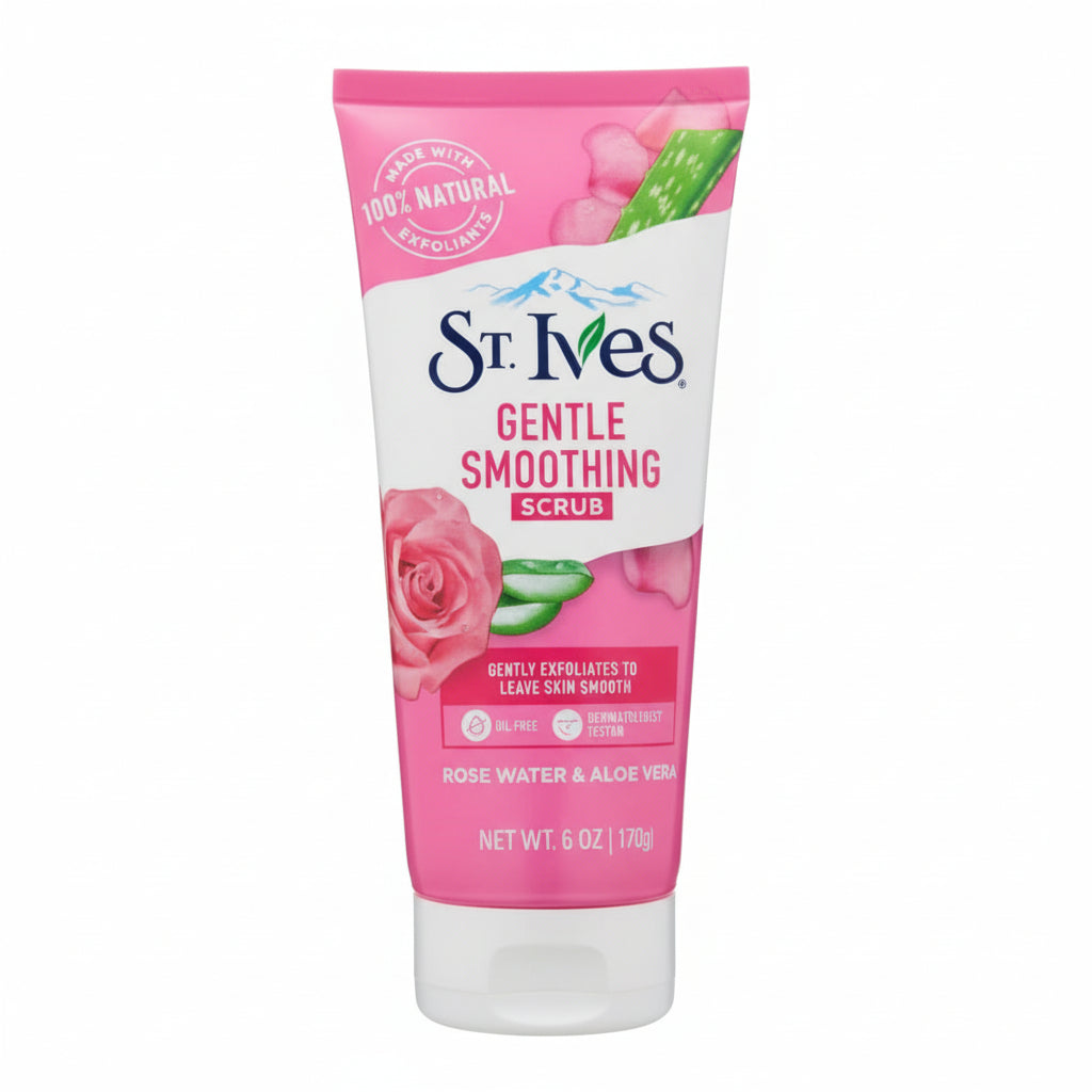 St. Ives - GENTLE SMOOTHING SCRUB - ROSE WATER & ALOE VERA - 170g - USA