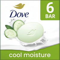 Dove Soap - Cool Moisture Beauty Bar - Cucumber & Green Tea Scent - All Skin - 106g - 6 Pack