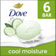 Dove Soap - Cool Moisture Beauty Bar - Cucumber & Green Tea Scent - All Skin - 106g - 6 Pack