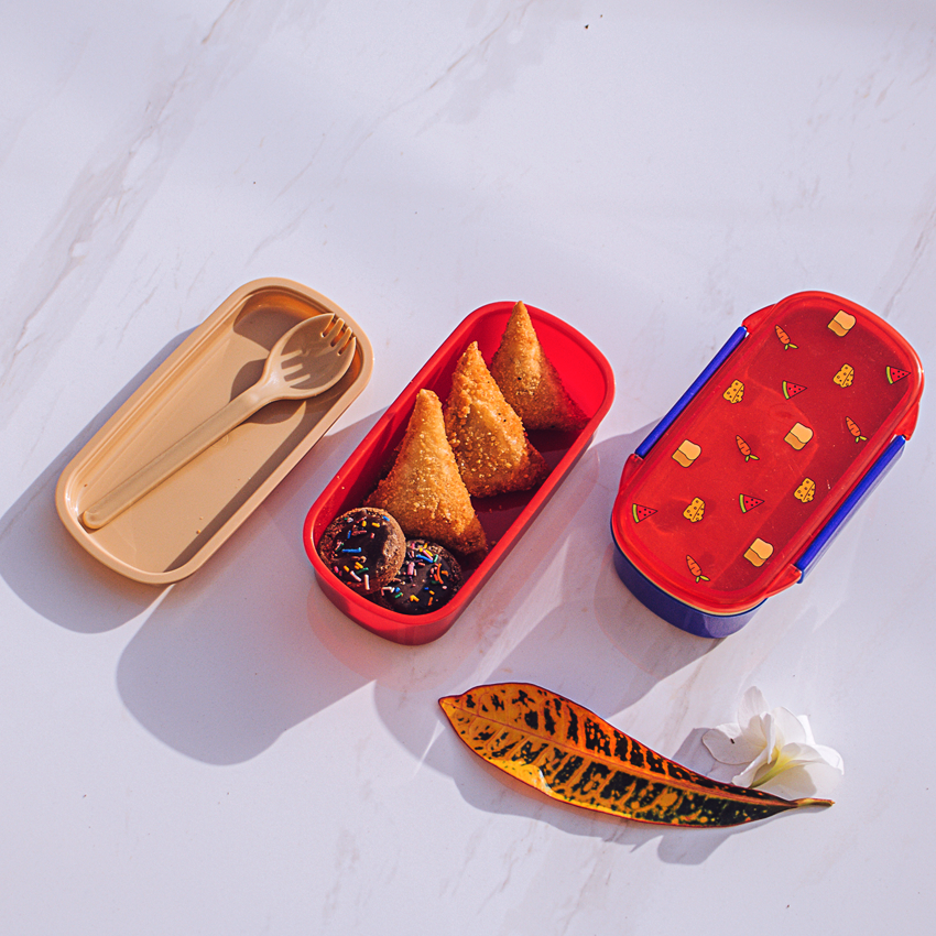 Bento Lunch Box M-1 Pack of 2 - (600ml) With Food