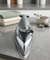 National Heavy Weight Dry Iron 1000W – Heavy Duty Clothes Press Iron with Adjustable Temperature Control & Heat Resistant Cotton Cord – Classic Grey