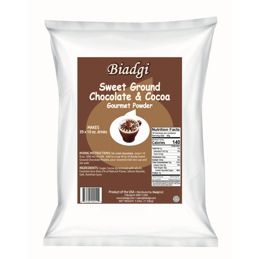 Biadgi - Sweet Ground Chocolate & Cocoa - Gourmet Powder - 1 Pack of 3.5lbs (1.58k)